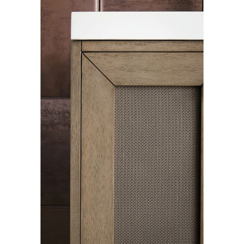 Chianti 24" Single Vanity Walnut Brushed Nickel w/White Glossy Composite Top