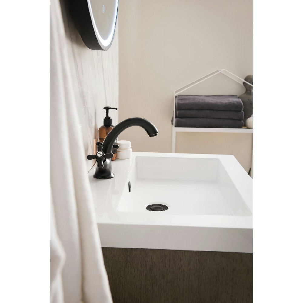 Chianti 24" Single Vanity, Whitewashed Walnut w/ White Glossy Composite Top