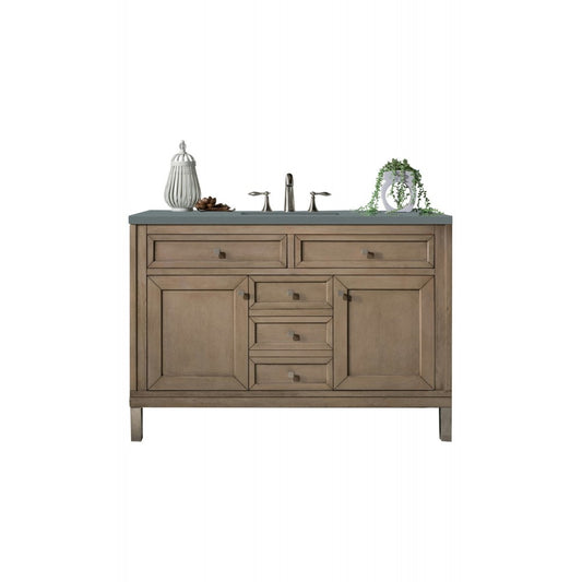 Chicago 48" Single Vanity, Whitewashed Walnut w/ 3 CM Cala Blue Quartz Top