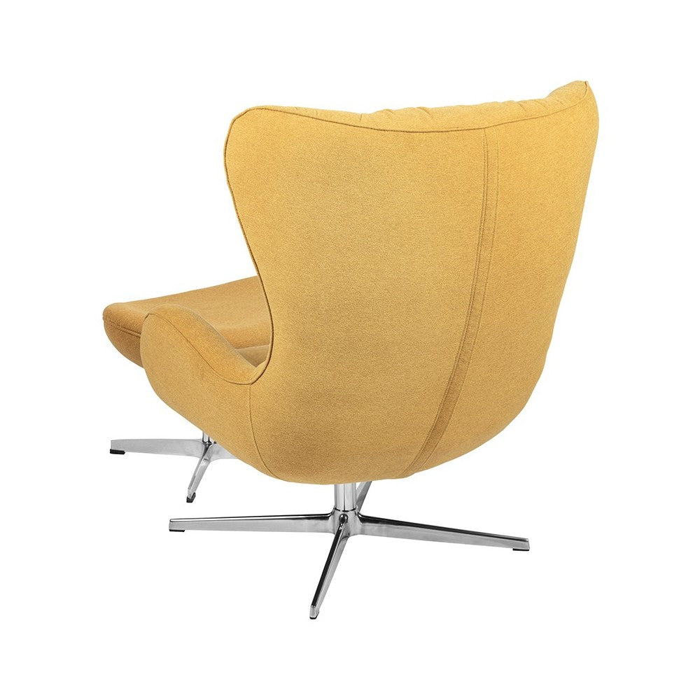 Citron Fabric Swivel Wing Chair and Ottoman Set