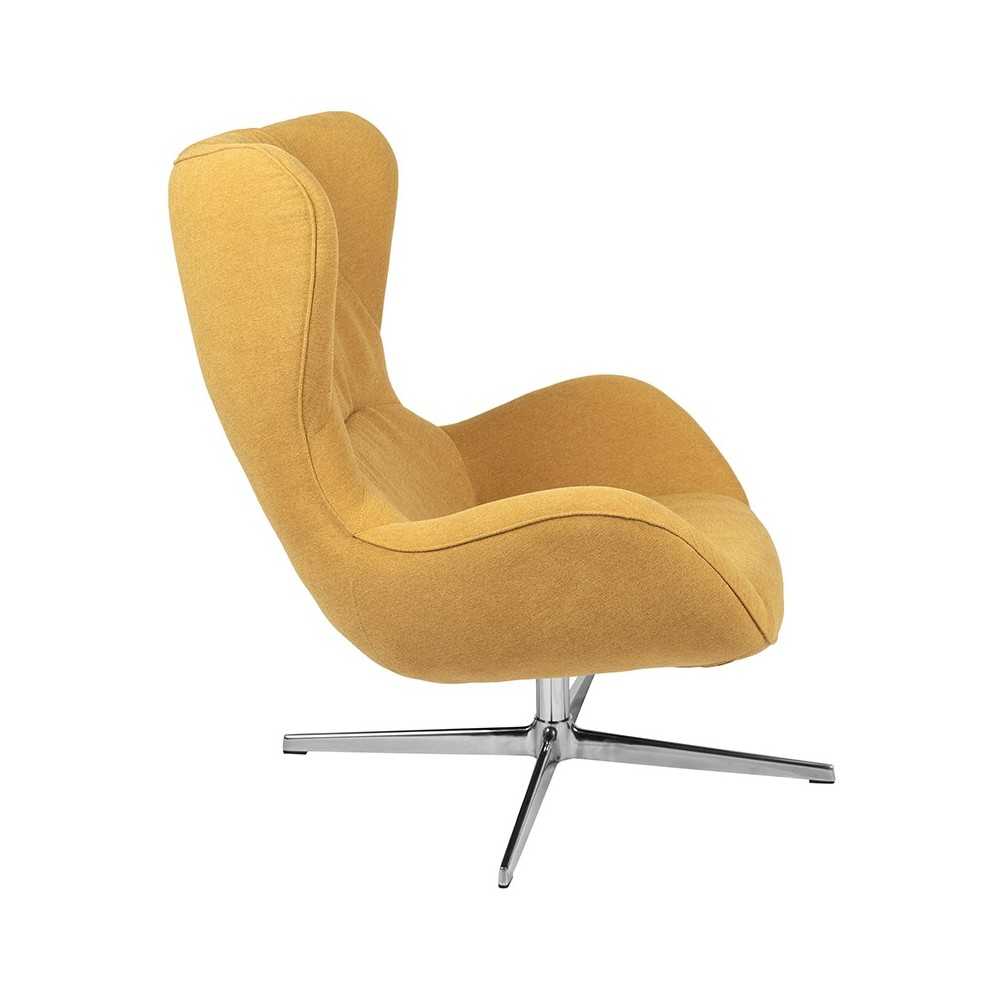 Citron Fabric Swivel Wing Chair