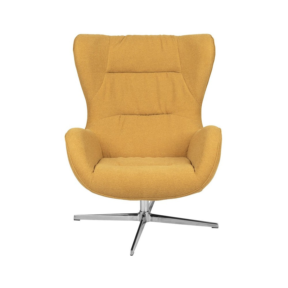 Citron Fabric Swivel Wing Chair