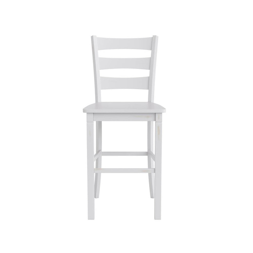 Classic Ladderback Bar Height Barstool - Antique White Wash