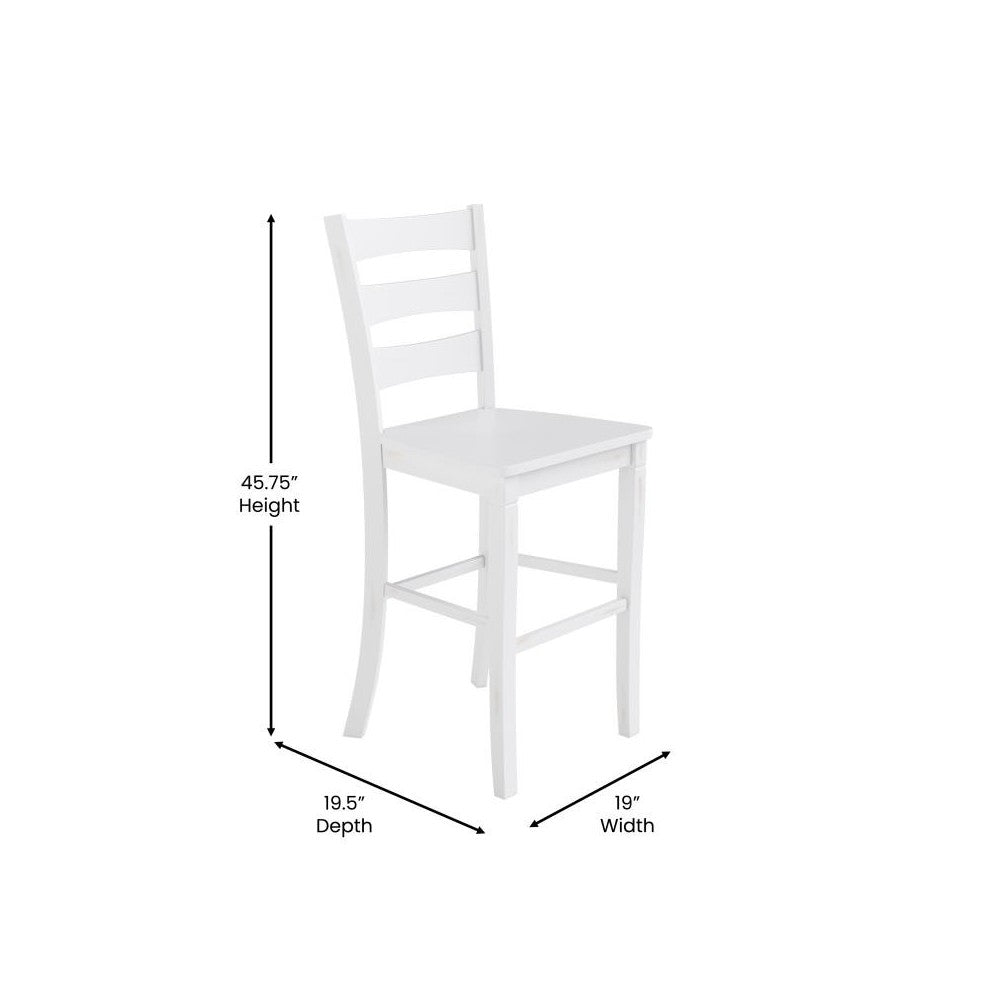 Classic Ladderback Bar Height Barstool - Antique White Wash