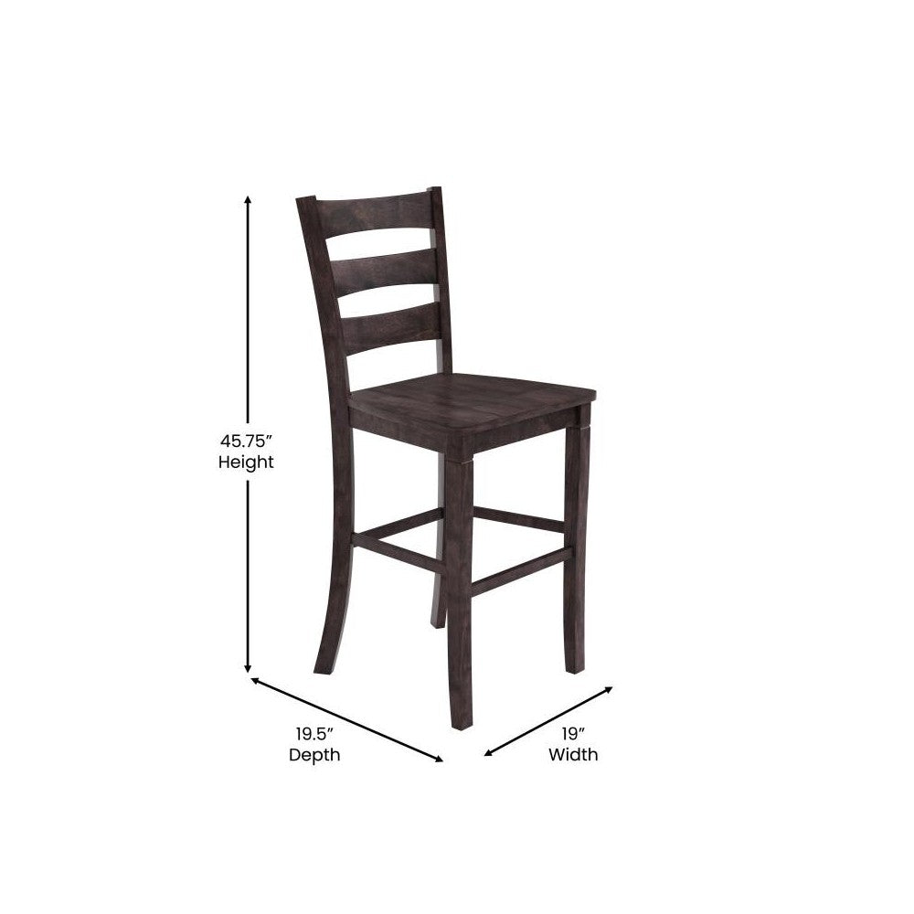 Classic Ladderback Bar Height Barstool - Gray Wash Walnut