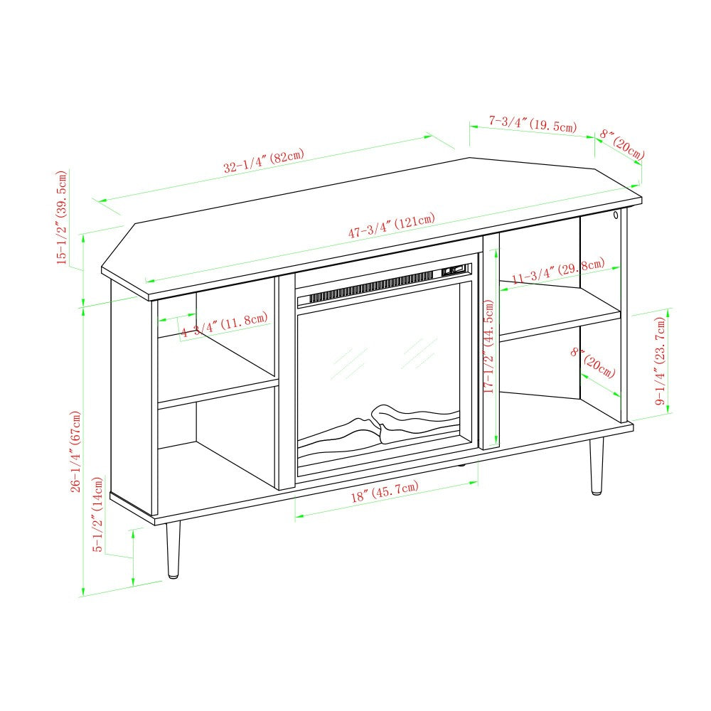 Clyde 48" Simple Corner Fireplace Console - Dark Walnut