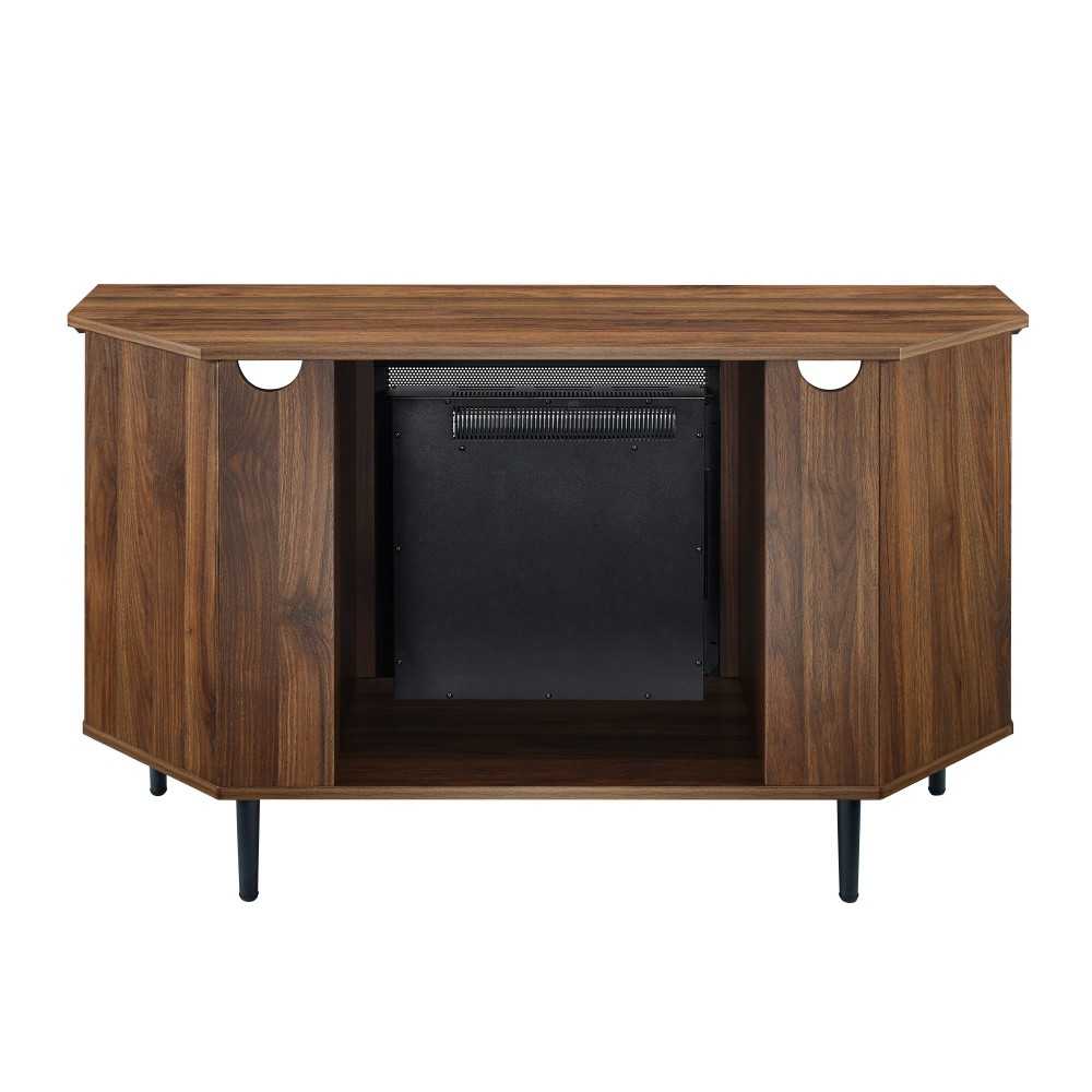 Clyde 48" Simple Corner Fireplace Console - Dark Walnut