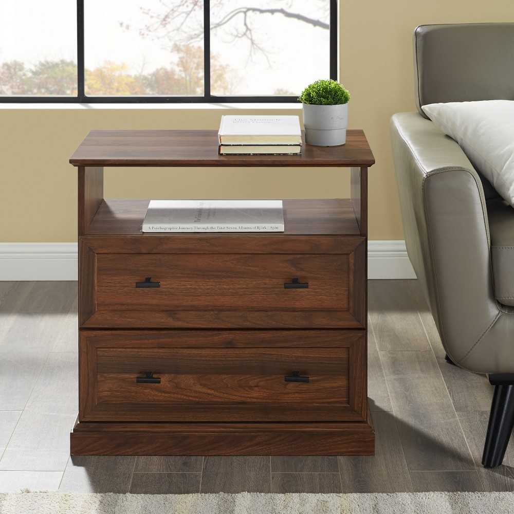 Clyde Classic 2 Drawer Nightstand - Dark Walnut