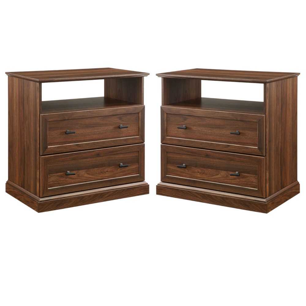 Clyde Classic 2 Drawer Nightstand Set - Dark Walnut