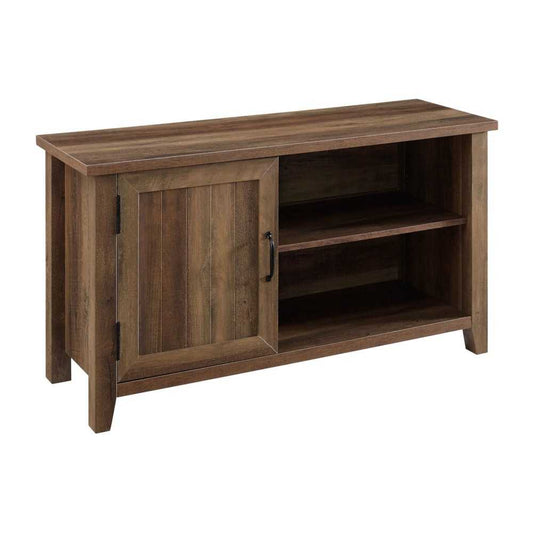 Coastal Farmhouse Grooved Door TV Stand for TVs up to 50" - Rustic Oak