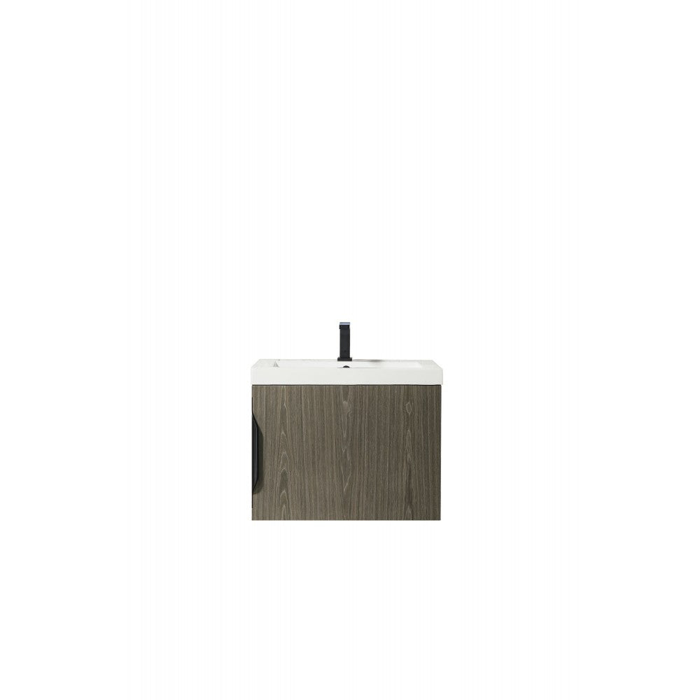 Columbia 24" Single Vanity, Ash Gray w/ White Glossy Composite Countertop