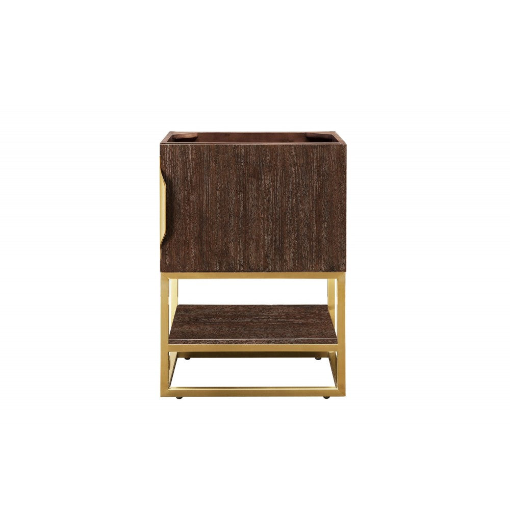 Columbia 24" Single Vanity Cabinet, Coffee Oak, Radiant Gold