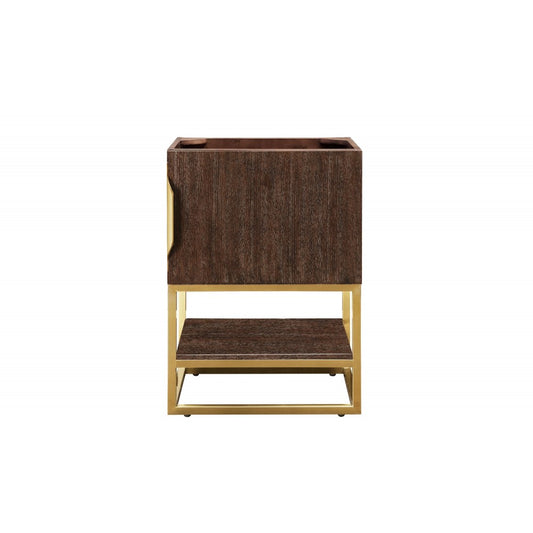 Columbia 24" Single Vanity Cabinet, Coffee Oak, Radiant Gold
