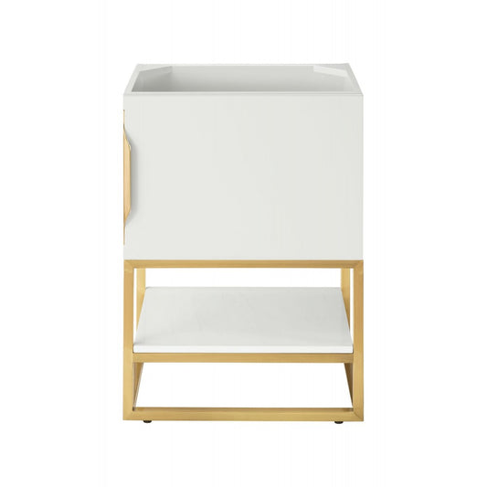 Columbia 24" Single Vanity Cabinet, Glossy White, Radiant Gold