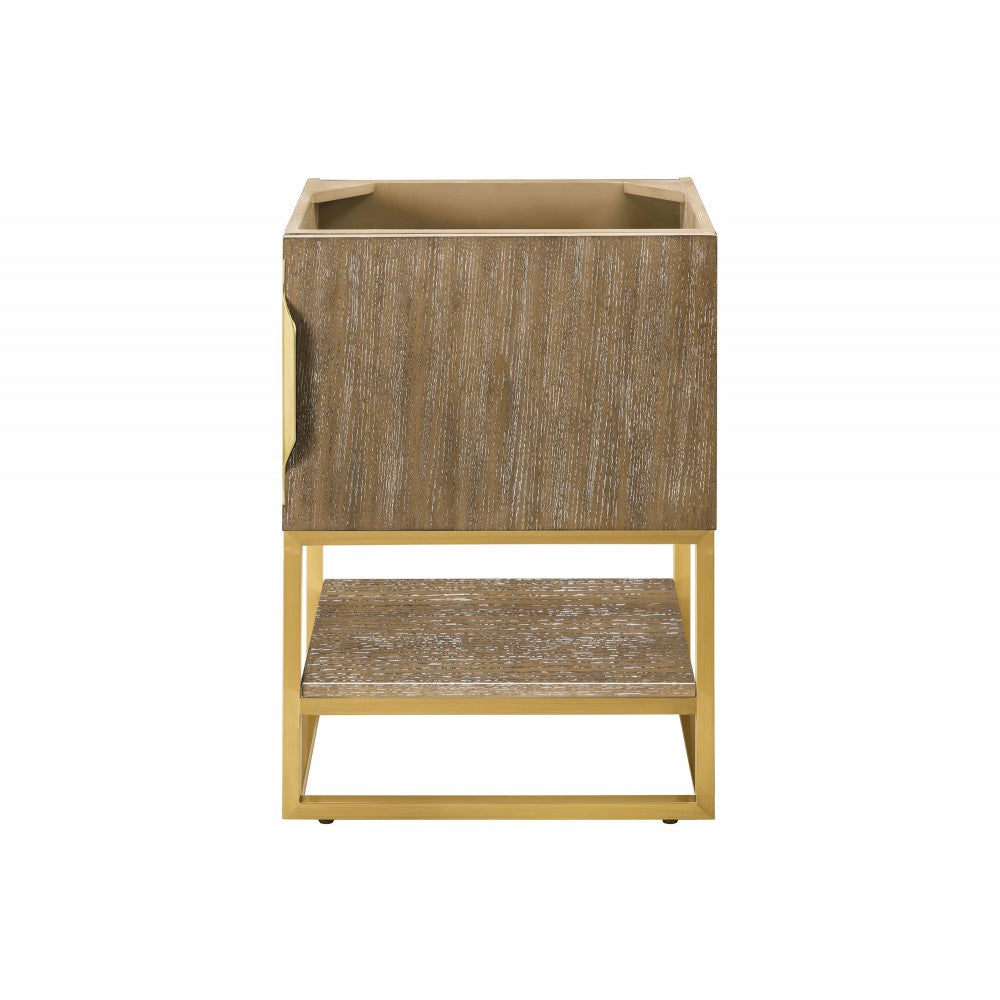 Columbia 24" Single Vanity Cabinet, Latte Oak, Radiant Gold