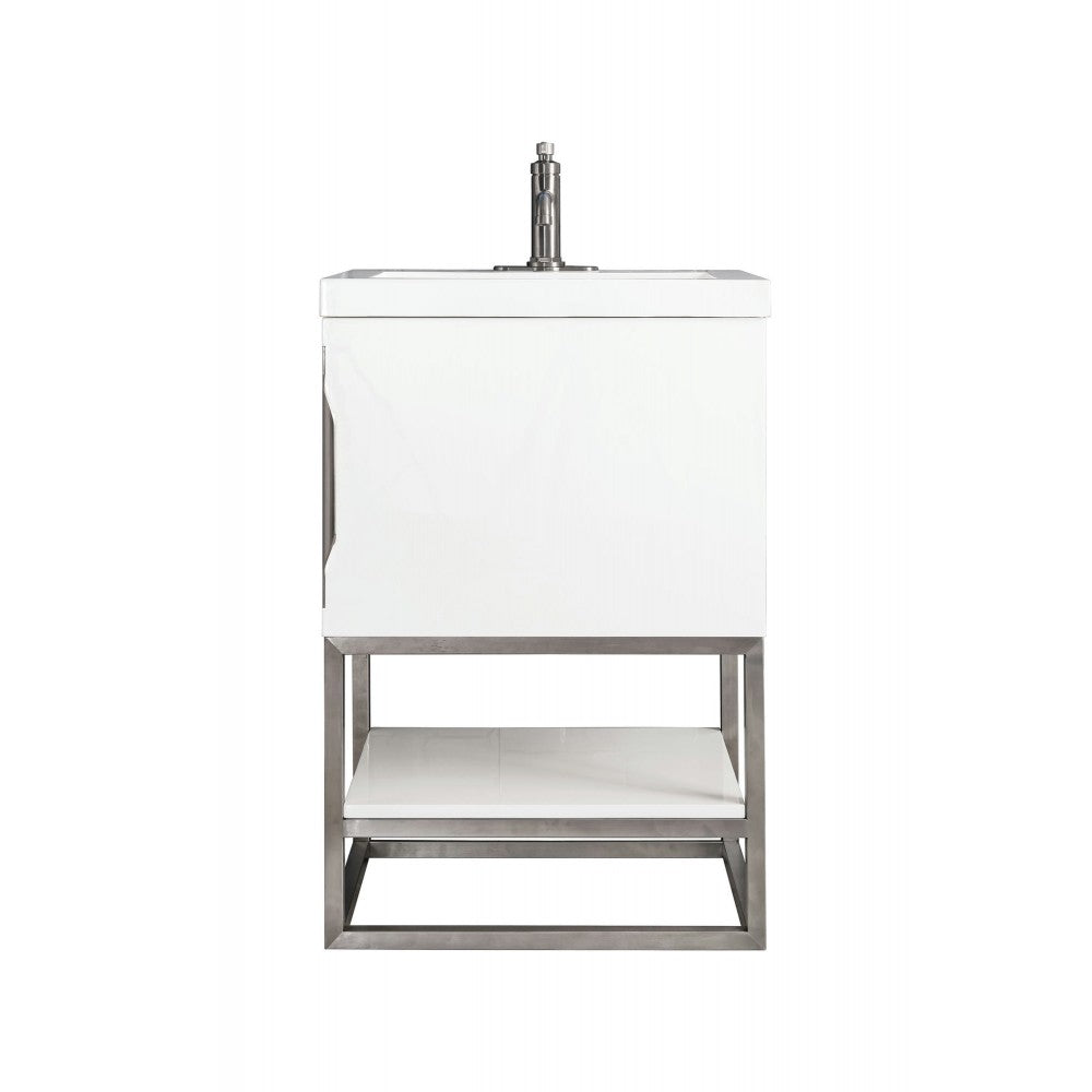 Columbia 24" Single Vanity Glossy White Nickel w/White Glossy Composite Top