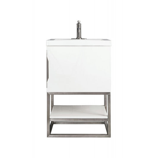 Columbia 24" Single Vanity Glossy White Nickel w/White Glossy Composite Top