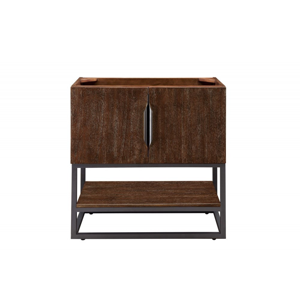 Columbia 31.5" Single Vanity Cabinet, Coffee Oak, Matte Black