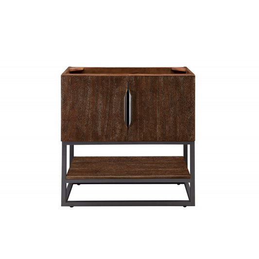Columbia 31.5" Single Vanity Cabinet, Coffee Oak, Matte Black