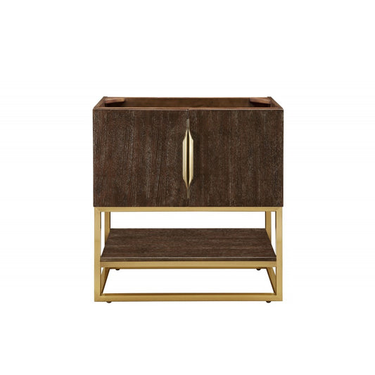 Columbia 31.5" Single Vanity Cabinet, Coffee Oak, Radiant Gold