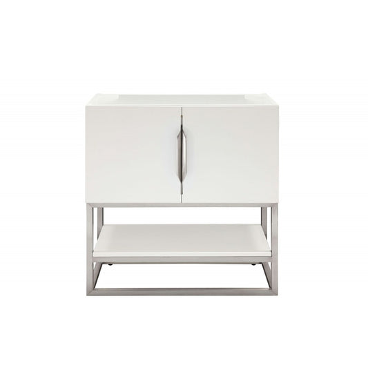 Columbia 31.5" Single Vanity Cabinet, Glossy White, Brushed Nickel