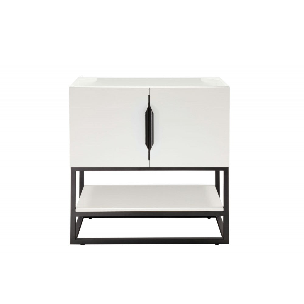 Columbia 31.5" Single Vanity Cabinet, Glossy White, Matte Black