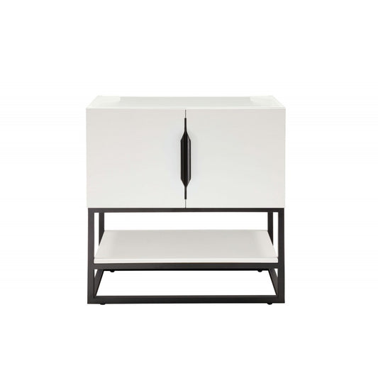 Columbia 31.5" Single Vanity Cabinet, Glossy White, Matte Black