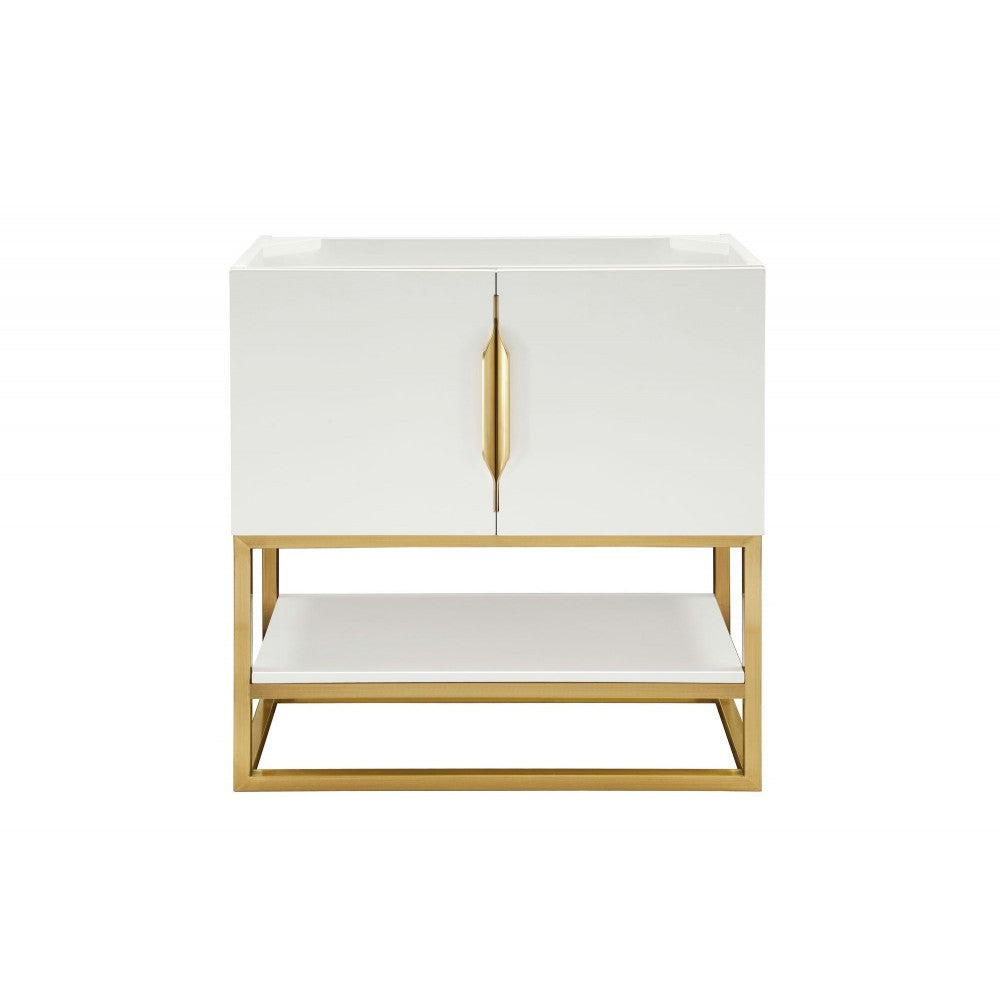 Columbia 31.5" Single Vanity Cabinet, Glossy White, Radiant Gold
