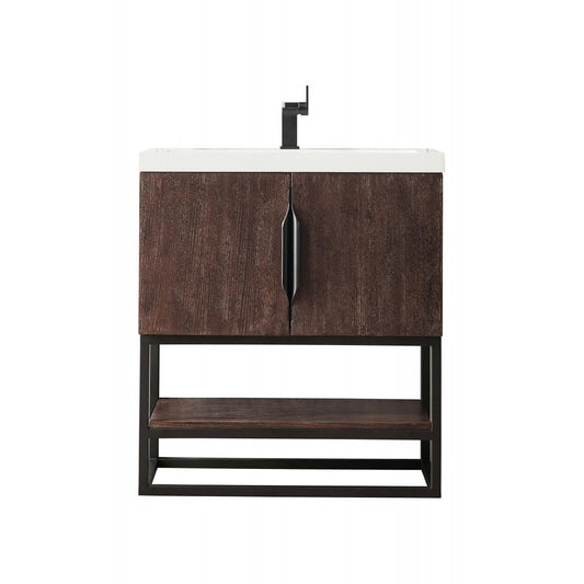 Columbia 31.5" Single Vanity Coffee Oak Matte Black w/White Glossy Composite Top