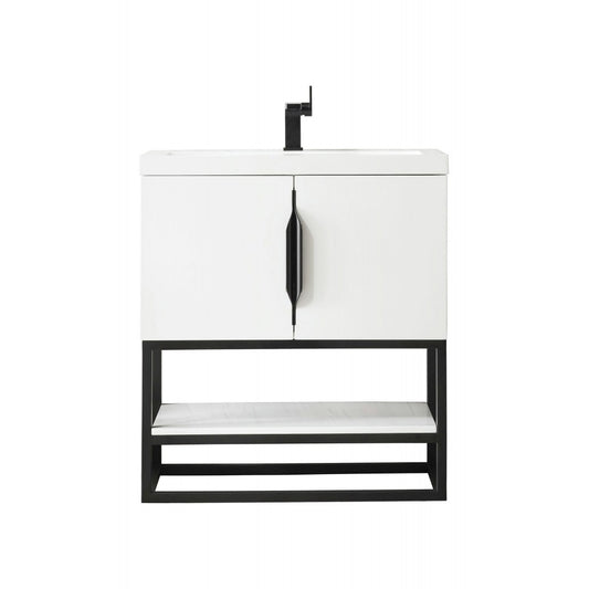 Columbia 31.5" Single Vanity Glossy White Black w/White Glossy Composite Top