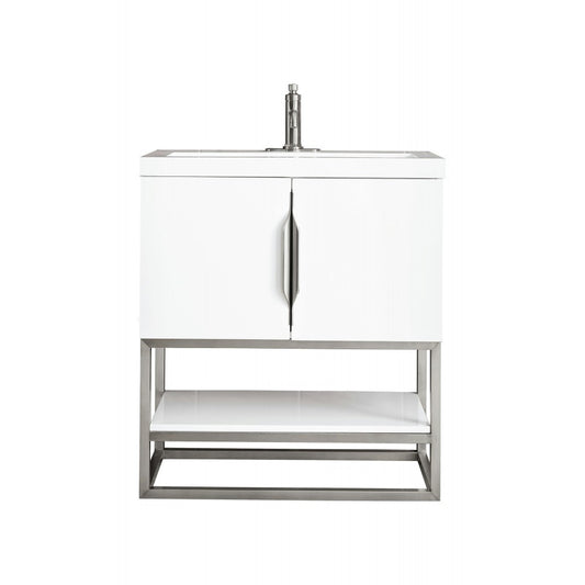 Columbia 31.5" Single Vanity Glossy White Nickel w/White Glossy Composite Top