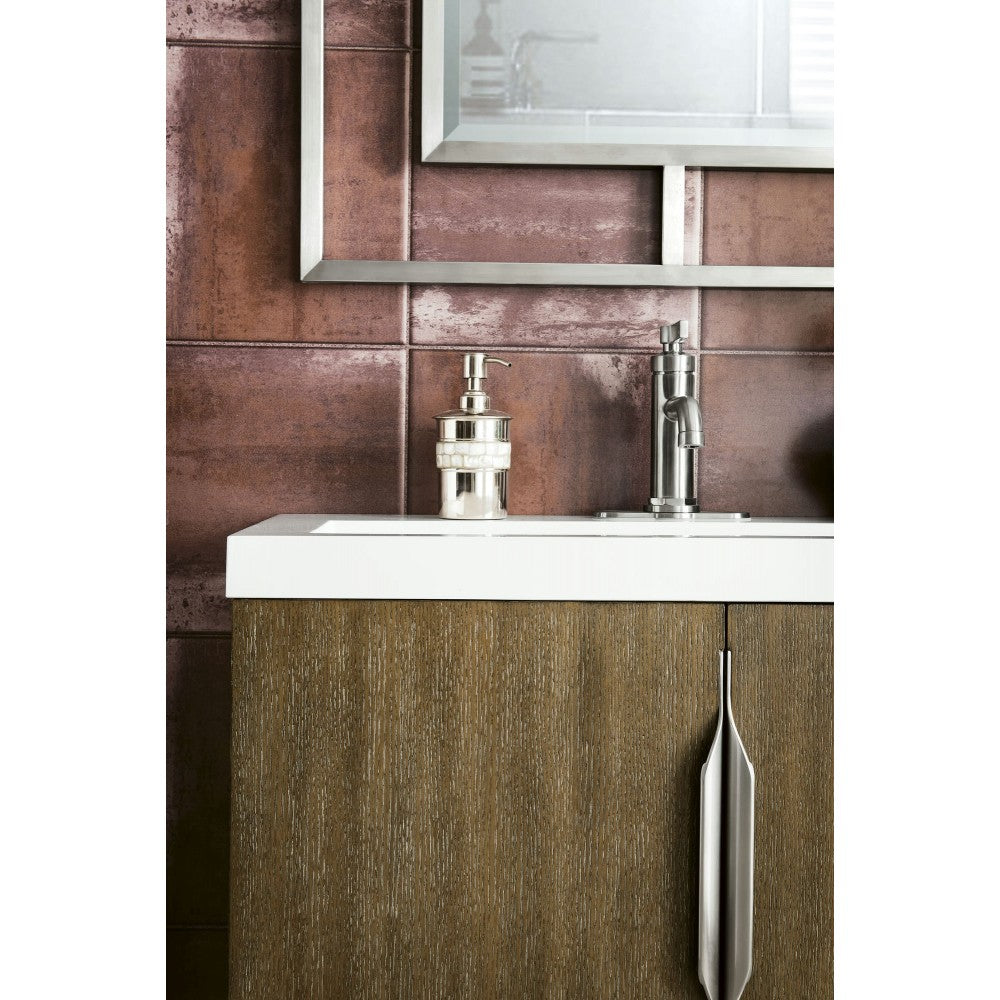 Columbia 31.5" Single Vanity Latte Oak Nickel w/White Glossy Composite Top