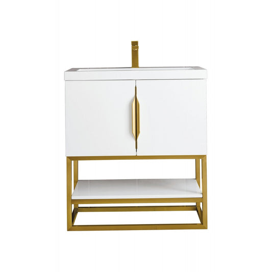 Columbia 31.5" Single Vanity  White Radiant Gold w/White  Composite Top