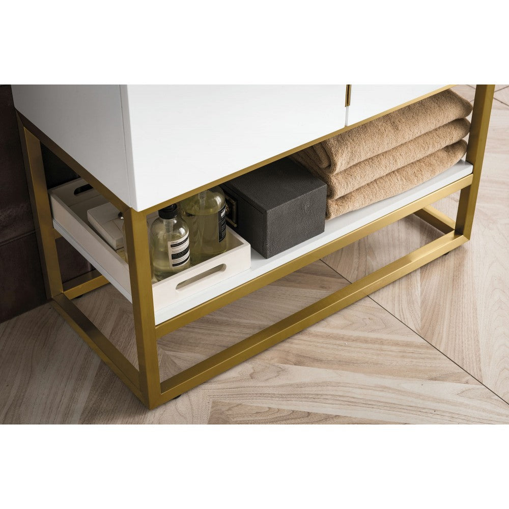 Columbia 31.5" Single Vanity  White Radiant Gold w/White  Composite Top