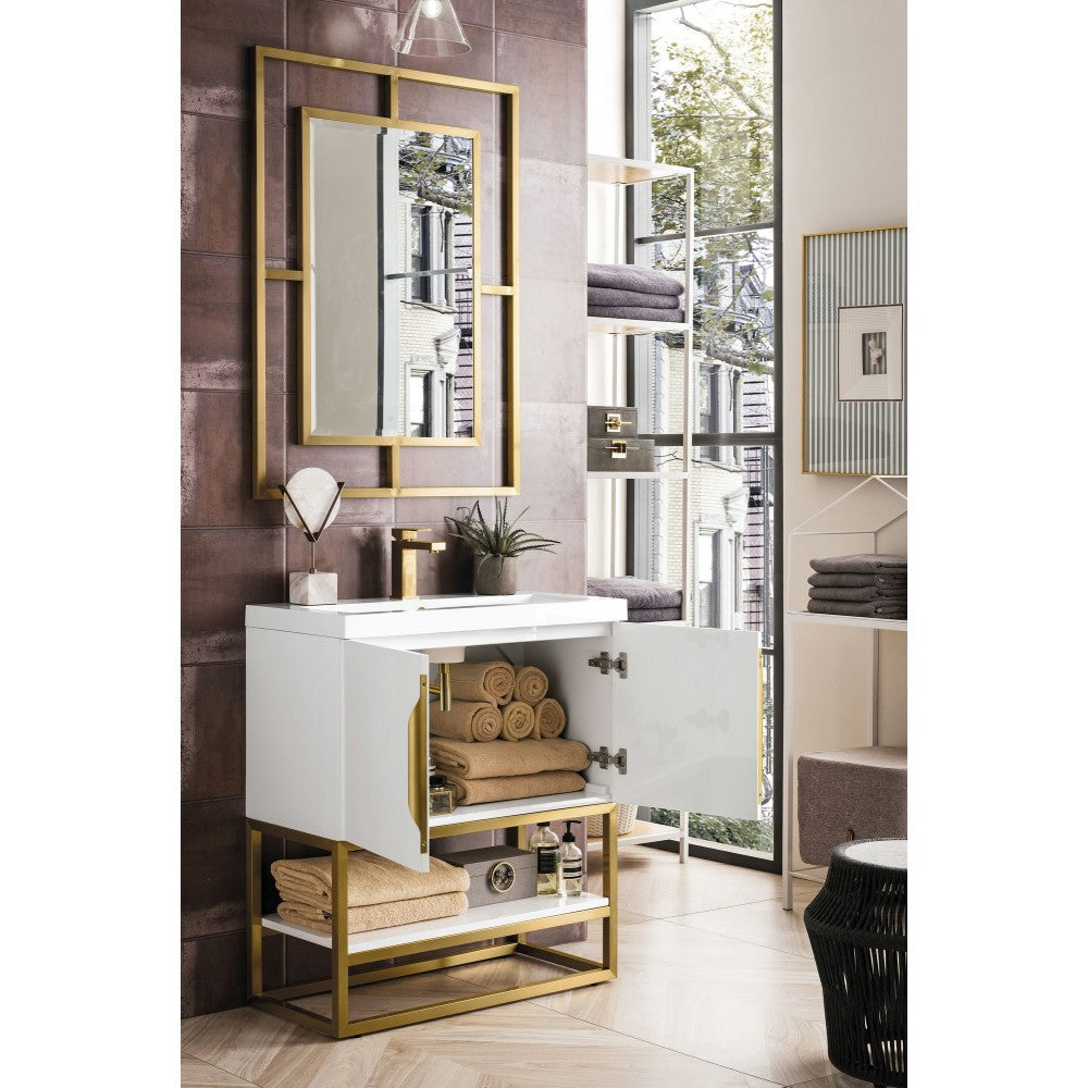 Columbia 31.5" Single Vanity  White Radiant Gold w/White  Composite Top