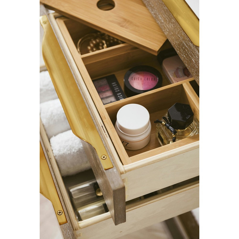 Columbia 36" Single Vanity Latte Oak Radiant Gold w/ Glossy White Composite Top