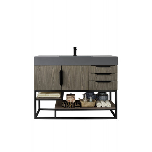 Columbia 48" Single Vanity Ash Gray Matte Black w/Dusk Gray Glossy Composite Top
