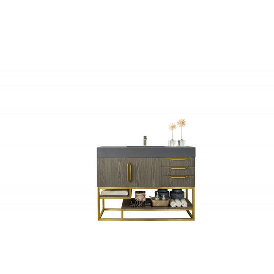 Columbia 48" Single Vanity Ash Gray Radiant Gold w/Dusk Gray  Composite Top