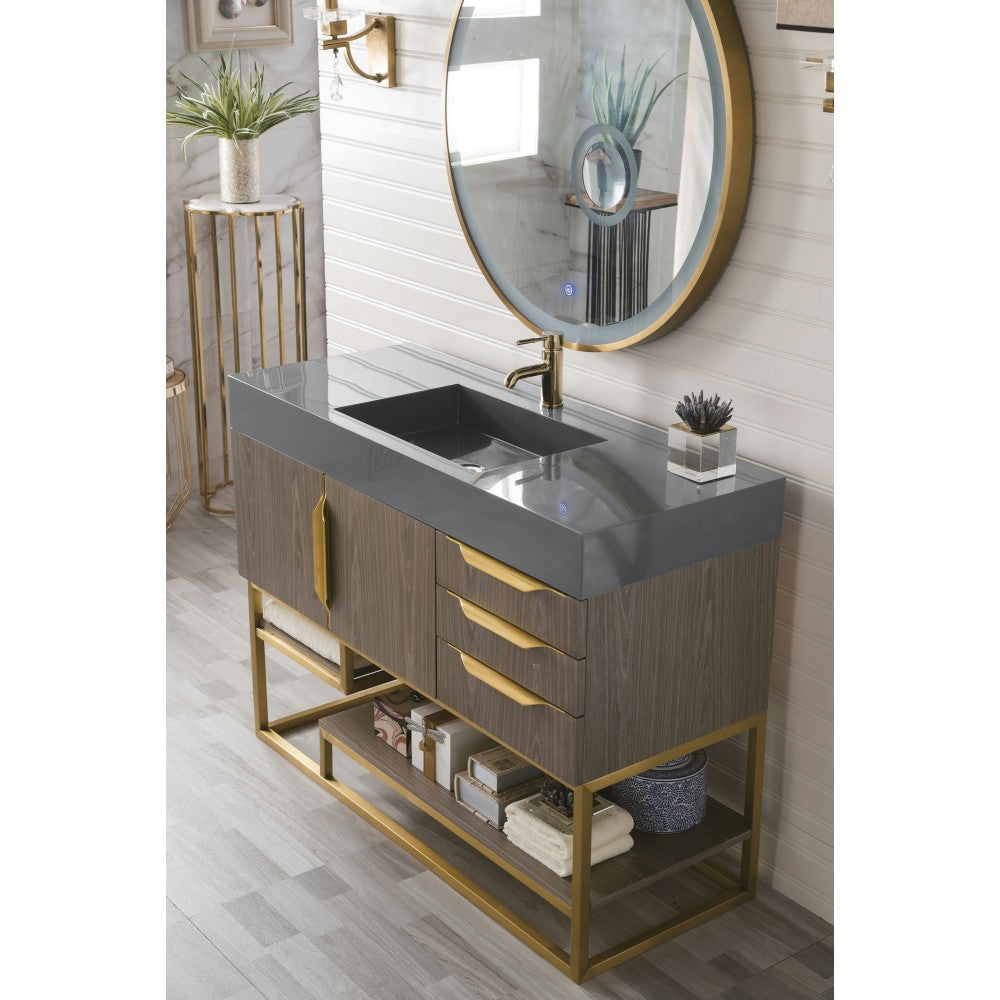 Columbia 48" Single Vanity Ash Gray Radiant Gold w/Dusk Gray  Composite Top