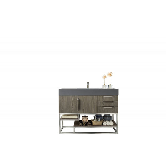 Columbia 48" Single Vanity, Ash Gray w/ Dusk Gray Glossy Composite Top