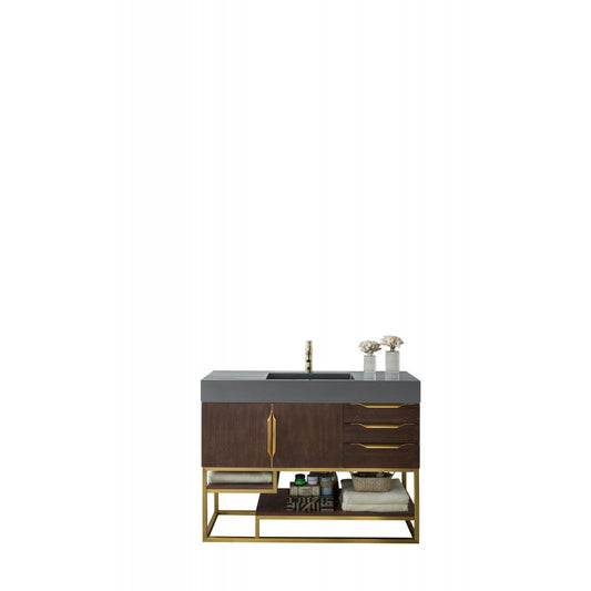 Columbia 48" Single Vanity Coffee Oak Radiant Gold w/Dusk Gray  Composite Top