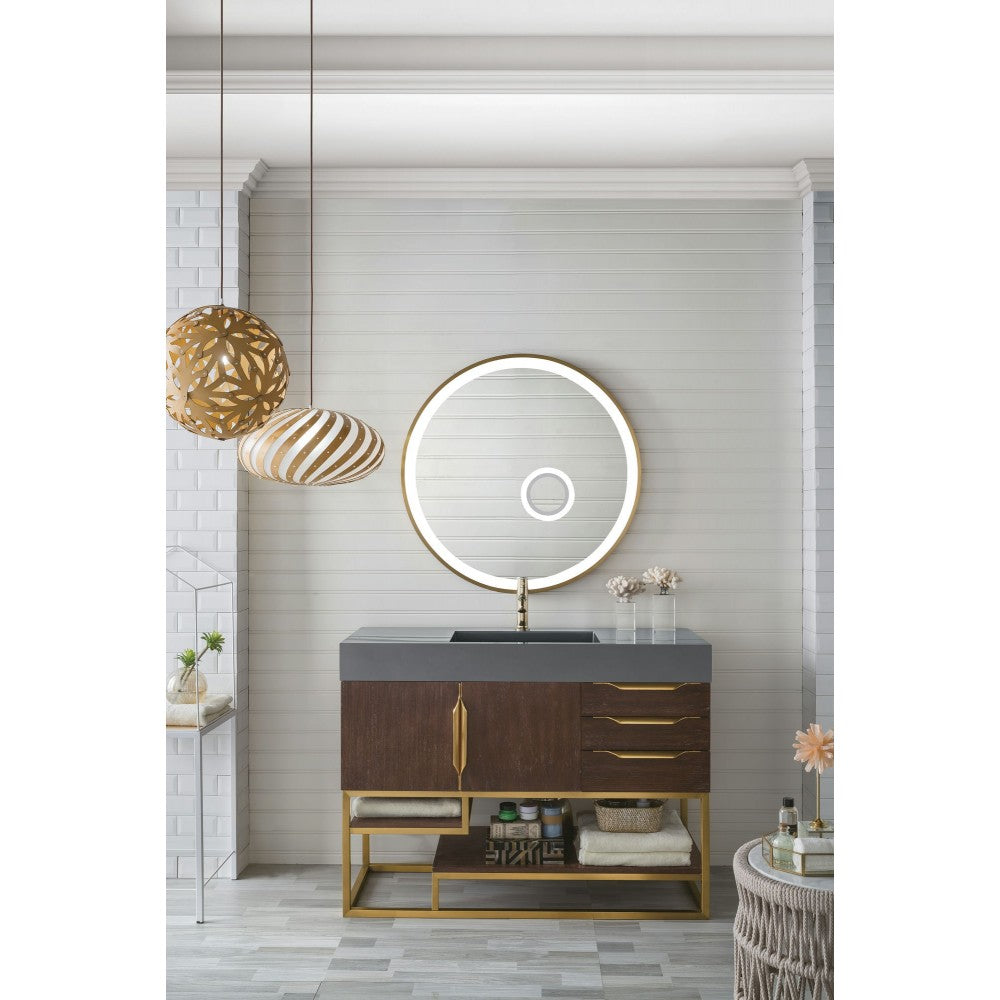 Columbia 48" Single Vanity Coffee Oak Radiant Gold w/Dusk Gray  Composite Top