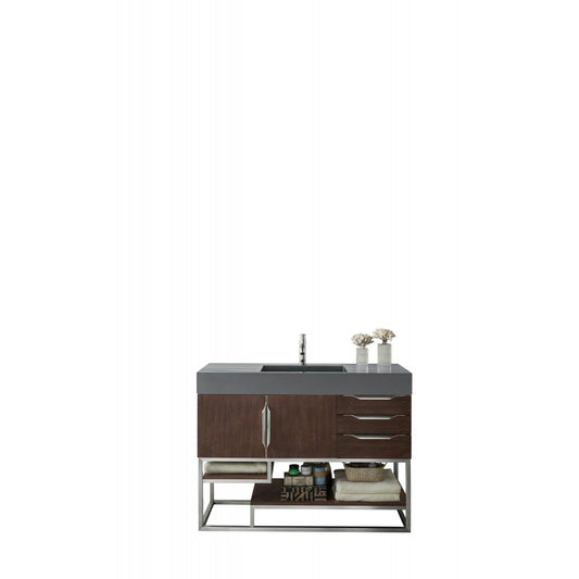 Columbia 48" Single Vanity, Coffee Oak w/ Dusk Gray Glossy Composite Top