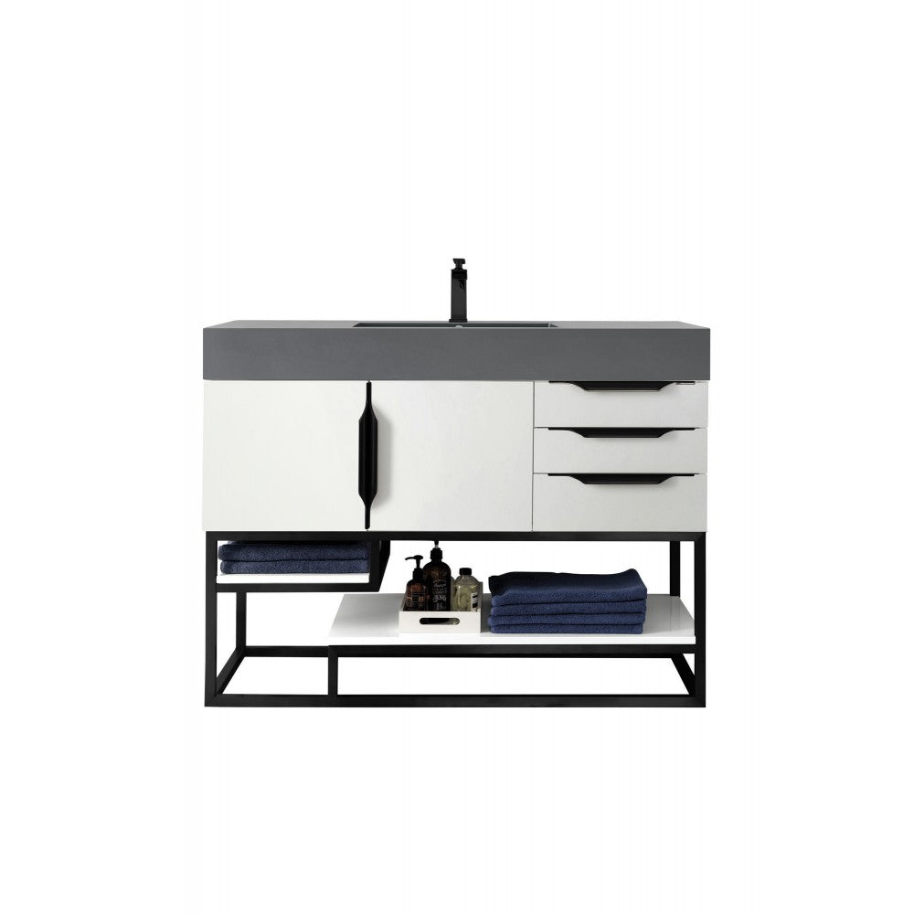Columbia 48" Single Vanity Glossy White Black w/Dusk Gray Glossy Composite Top