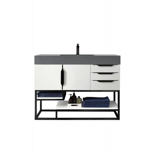 Columbia 48" Single Vanity Glossy White Black w/Dusk Gray Glossy Composite Top