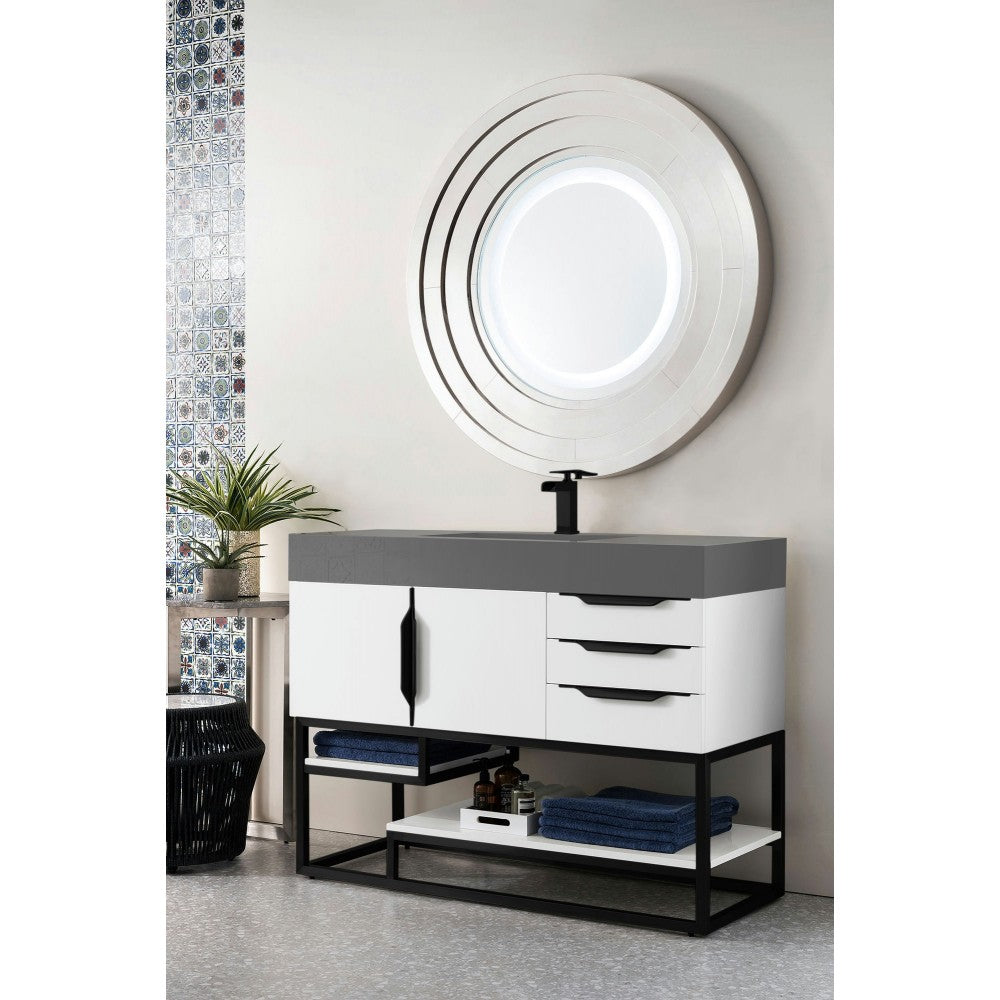 Columbia 48" Single Vanity Glossy White Black w/Dusk Gray Glossy Composite Top
