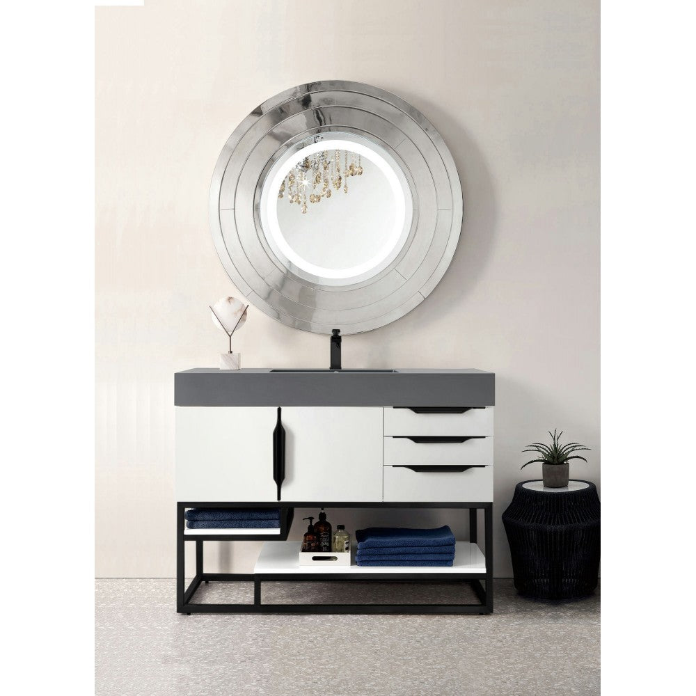 Columbia 48" Single Vanity Glossy White Black w/Dusk Gray Glossy Composite Top