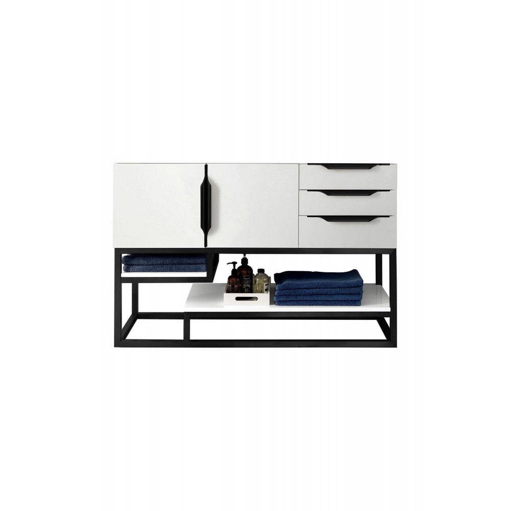 Columbia 48" Single Vanity, Glossy White, Matte Black