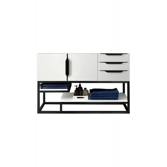Columbia 48" Single Vanity, Glossy White, Matte Black