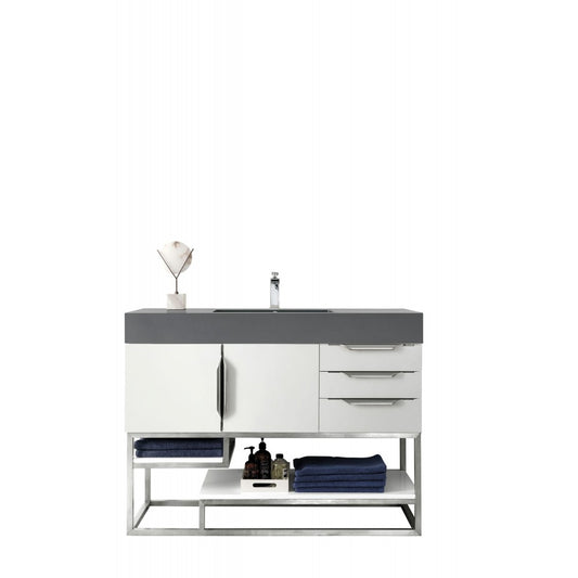 Columbia 48" Single Vanity, Glossy White, w/ Dusk Gray Glossy Composite Top